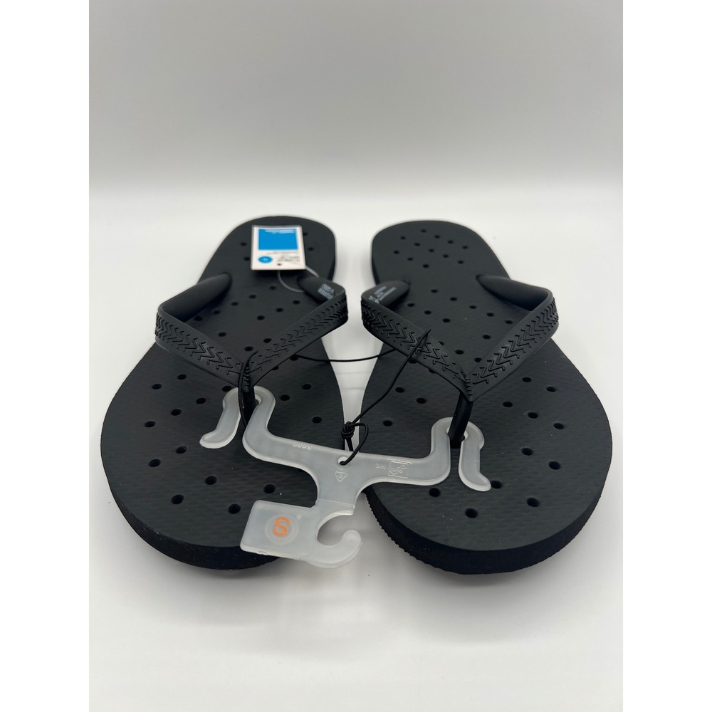 Room Essentials Black Shower Shoes Water Draining Flip Flops Small W8/9 M7/8